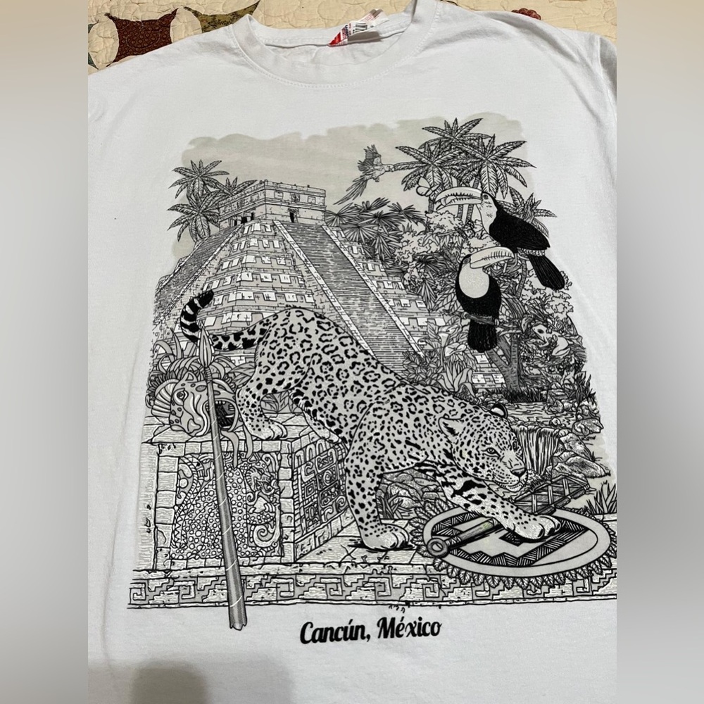 💙White and black Aztec cheetah graphic tee - Picture 2 of 10